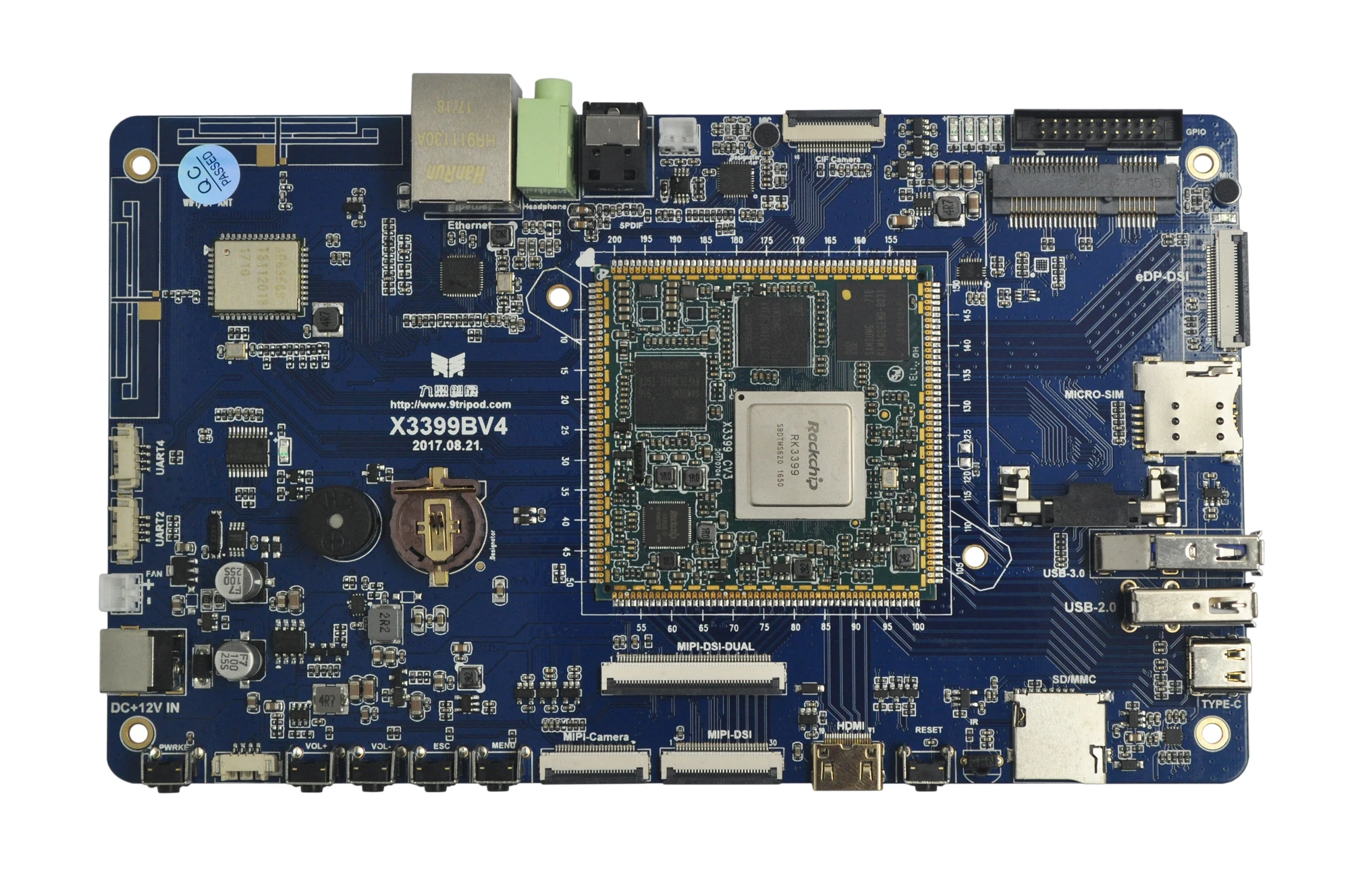 

RK3399 Development Board 6 Core 64-bit Mali-T860 USB3.0 TypeC HD 2G