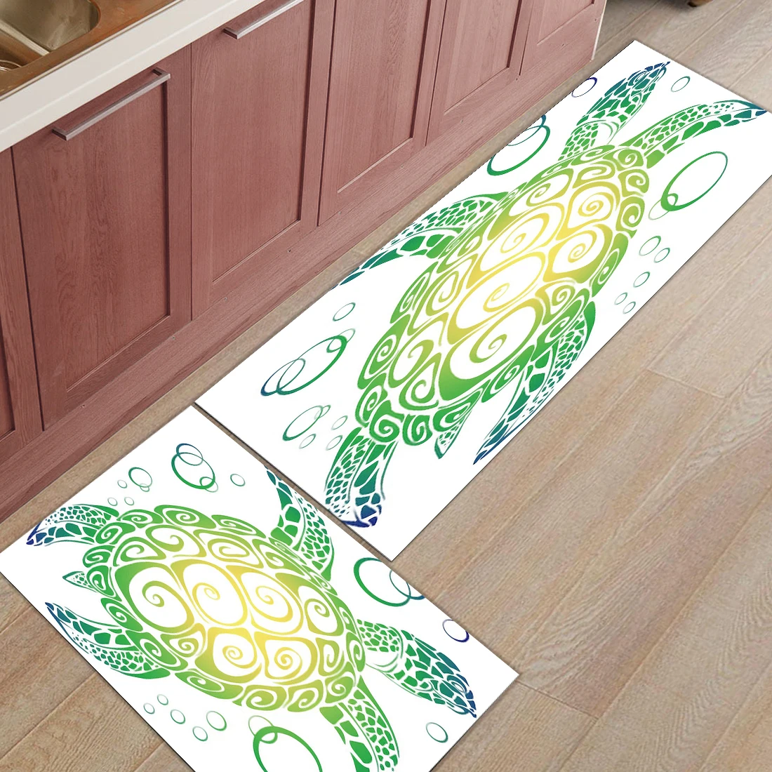 2pcs/set Colorful Watercolor Spring Life Tree Doormat Entrance Front Door Rug Bathroom Kitchen Carpet Anti-Slip Floor Mats | Дом и сад