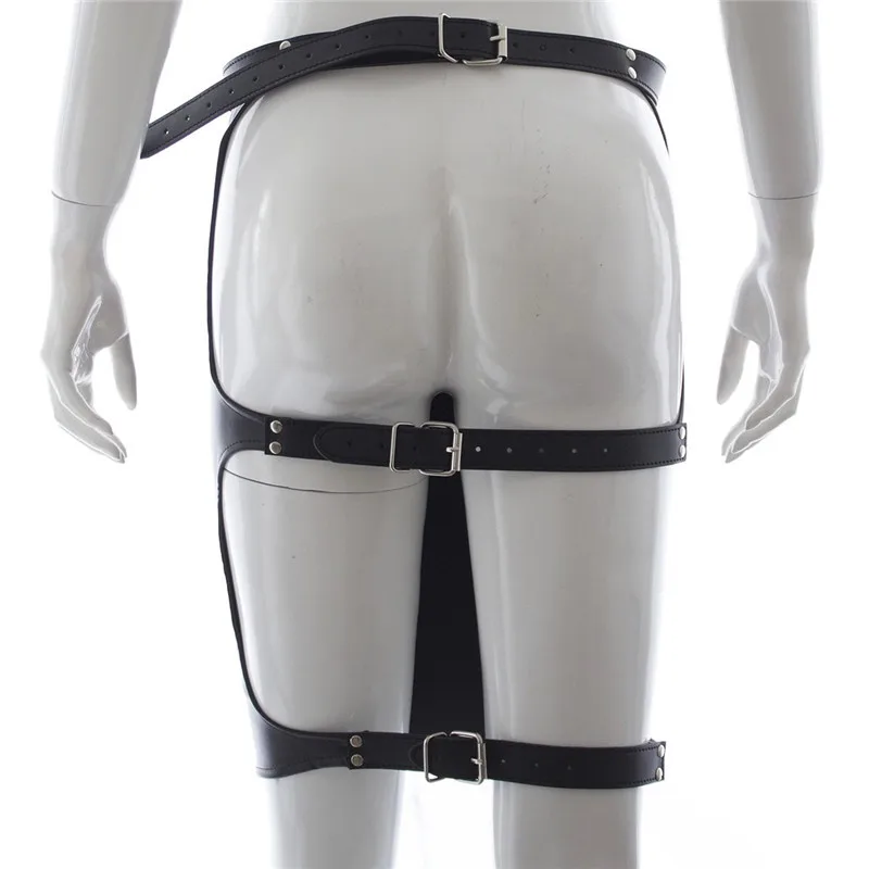 Мягкий черный кожаный подвергать зад костюм бандаж росы пердеть короткая юбка