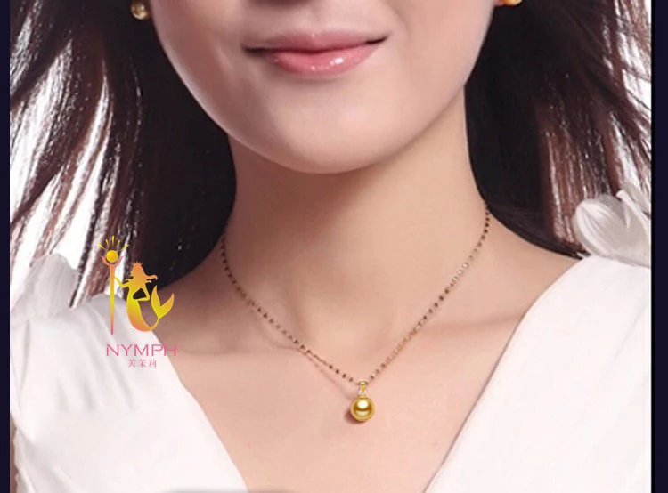 NYMPH Fine jewelry AU750 натуральный southsea жемчуг кулон Роскошные 18 К золотые аксессуары и отправлено серебряная цепь Dg01