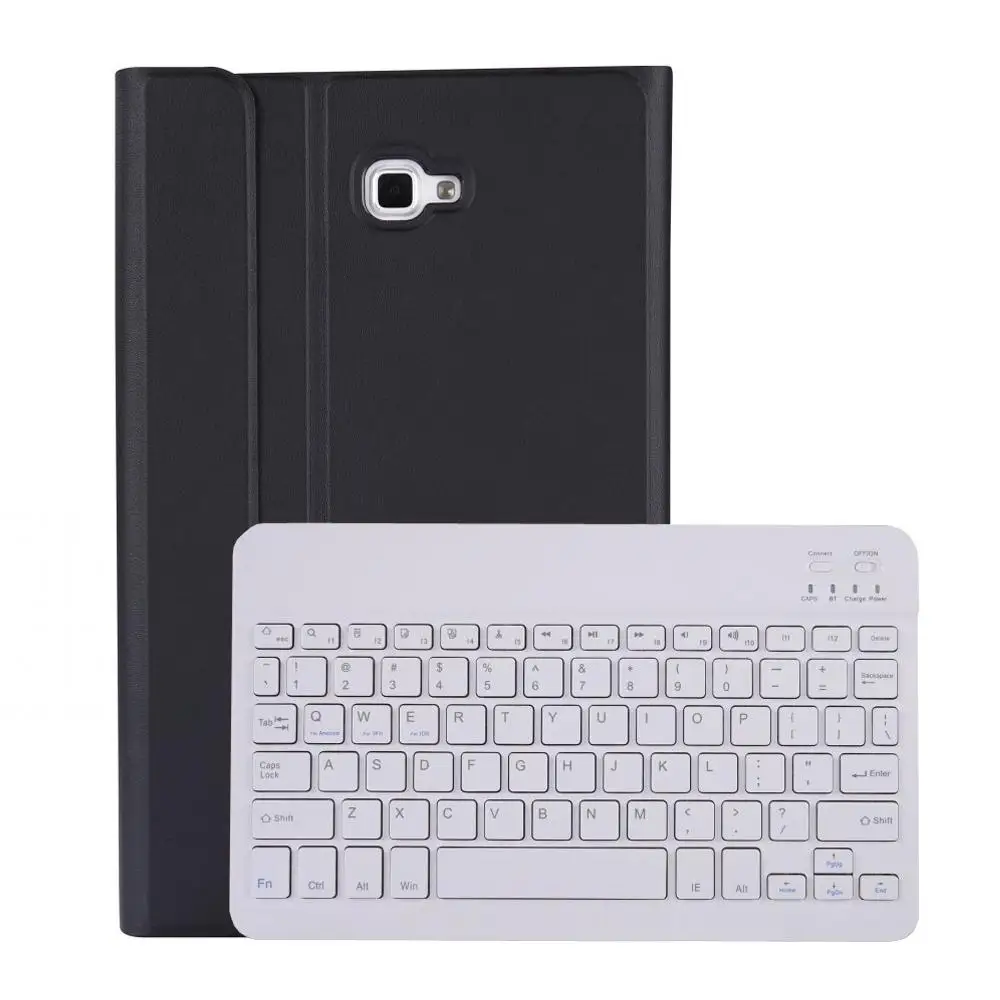 Black with White Чехол-клавиатура для samsung Galaxy Tab A A6, 10,1,, T580, T585, SM-T580, SM-T585, русский, испанский, английский - Цвет: Black with White