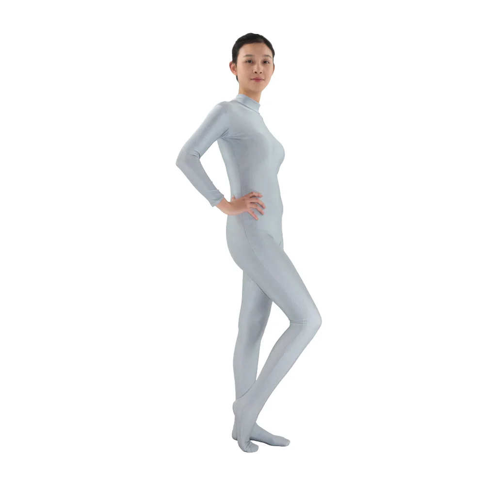 Комбинезон Zentai из спандекса для взрослых лайкры боди с высоким воротником и