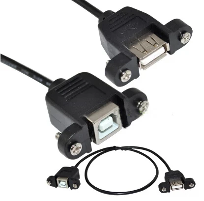 

50pcs USB 2.0 A Female to Printer Port USB B Female AF-BF Adapter Converter JACK Panel Mount Cable Cord + Screws 50cm