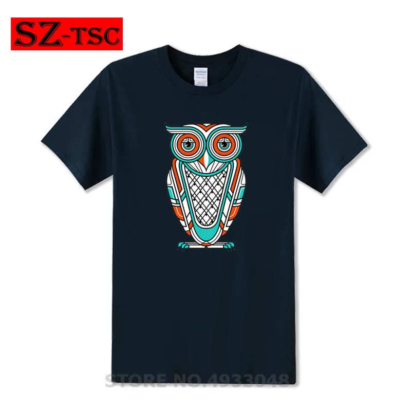 Мужская футболка с короткими рукавами в стиле арт деко принтом совы летняя