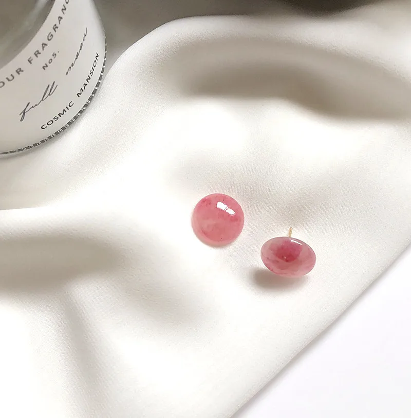 Новые модные богемные серьги гвоздики круглые из смолы с геометрическим принтом