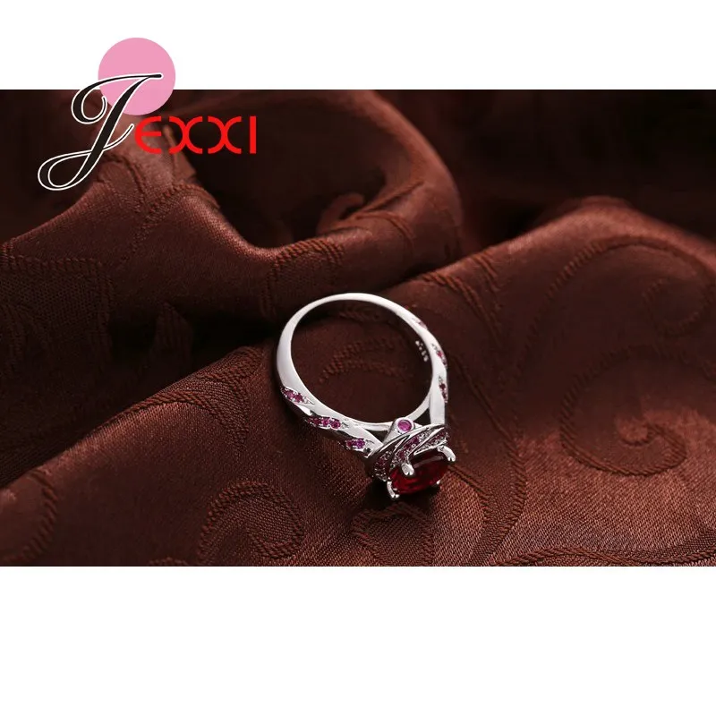 Bijoux аксессуары для пальцев женщин серебро 925 пробы Красный CZ Кристалл Камень