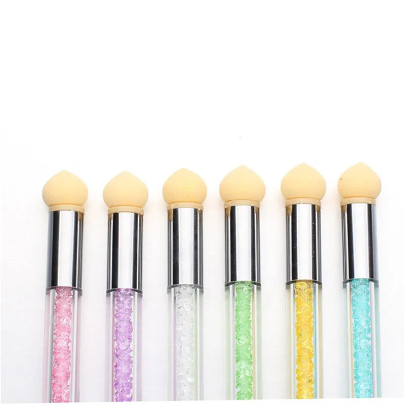 

Nail Art Brush Glitter Powder Picking Dotting Gradient Pen Brush + 6 Sponge Nail Art Tools Beauty Manicure Nail Brush Brand New