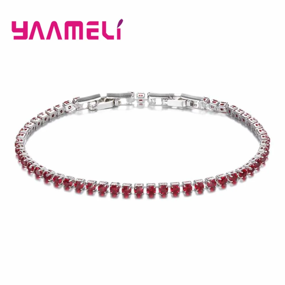 

Summer10 Colors Luxury 925 Silver Cup Chain Link Bracelet for Women Ladies Shining AAA Cubic Zircon Crystal Jewelry