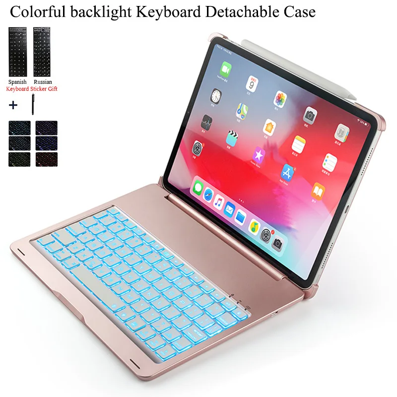 Чехол для iPad Pro 11 ''с цветной подсветкой и беспроводной клавиатурой Bluetooth