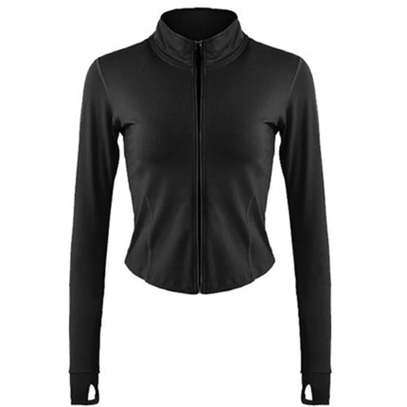 Black SALSPOR модные топ для занятий йогой Для женщин передняя молния с длинным рукавом Спортивные Рубашки Высокое качество Топ для тренировок тренажерный зал кофта для бега спортивная Женский - Цвет: Black