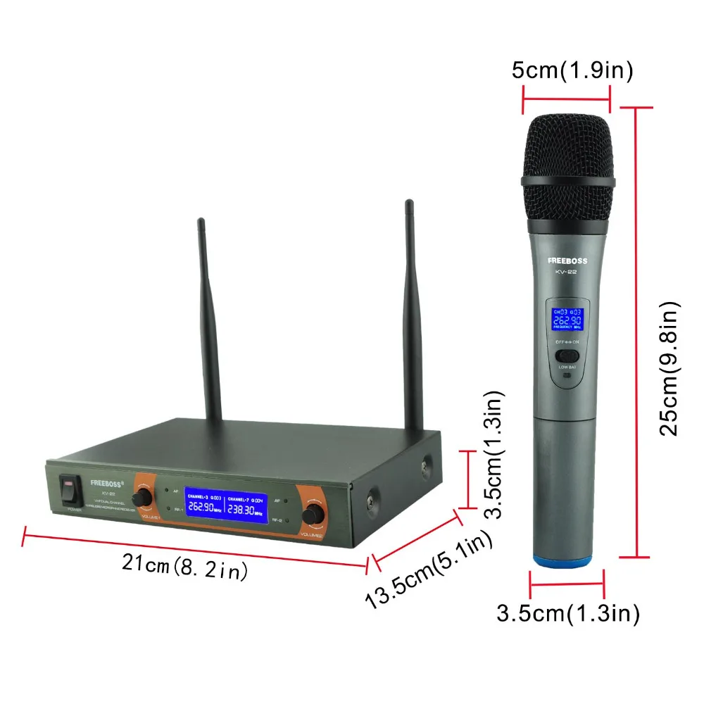 Freeboss KV 22 VHF 2 ручной беспроводной микрофон Динамический капсульный семейный