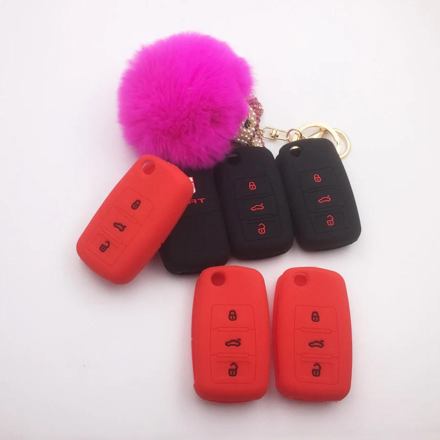 1 шт. новые аксессуары силиконовый чехол для ключей от машины Vw Seat 3 кнопки пульт