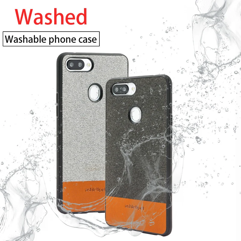 Canvas stitching Cowhide phone case for OPPO R15 magnetic adsorption leather two-color mobile protection |
