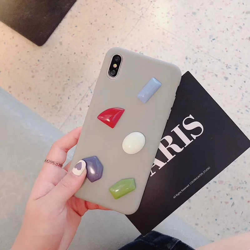 Gray Geometric Color Phone Case for iphone 6 6s 7 8 Plus Brown All-inclusive Anti-drop Silicone Cover XS Max XR X |