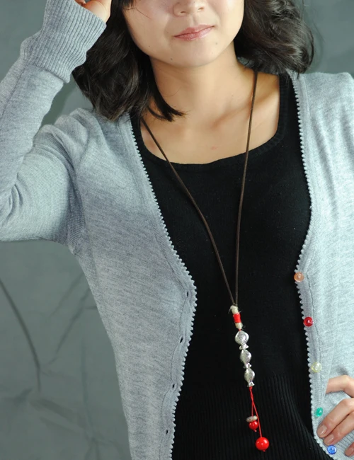 Длинное ожерелье с красными бусинами в этническом стиле|necklace pendrive|jewelry necklace