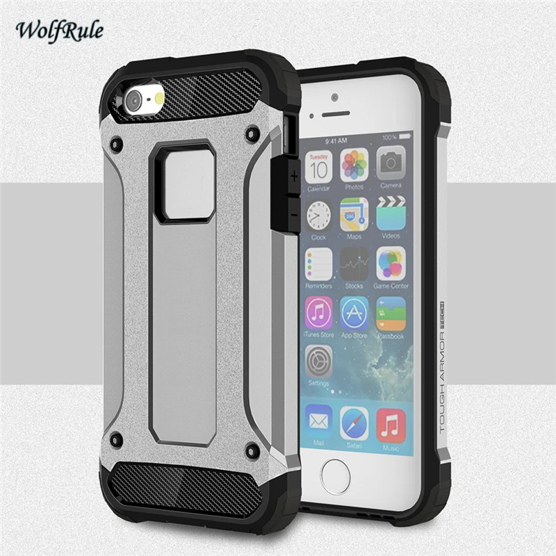 Wolfrule чехол для Apple IPhone 5S случае двойной Слои Броня ТПУ &amp PC бизнес Стиль Fundas
