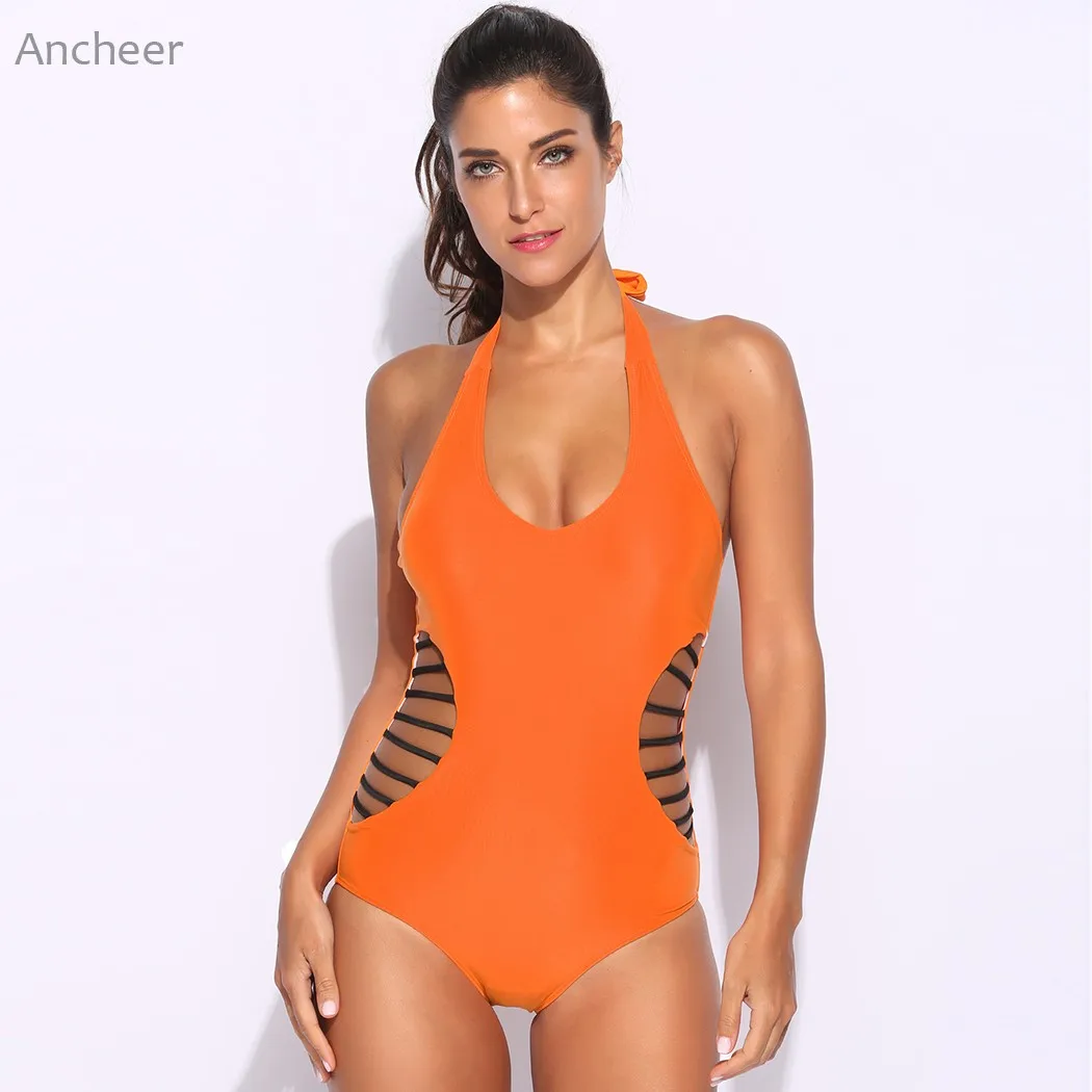 Абсолютно Новый женский купальник с вырезами Цельный пуш ап боди подкладкой