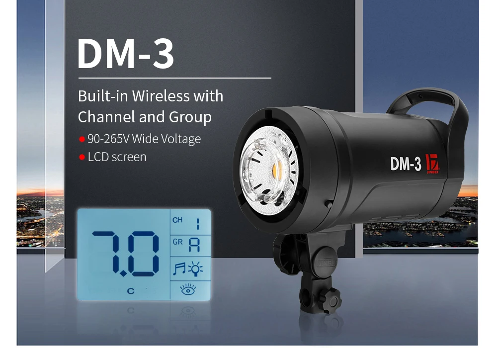 JINBEI DM-3 300 Вт компактный студийный фотовспышка комплект с TR-V6-передатчиком светодиодный моделирующий светильник 110 В 220 В Bowens Mount Portrait