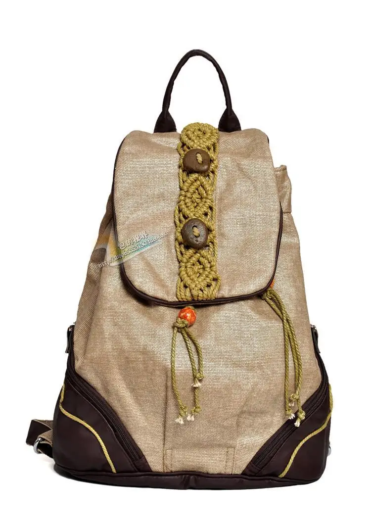 women backpacks Wholesale mountain grass leaves new folk style retro hand woven Canvas 1417 bp0766 | Багаж и сумки