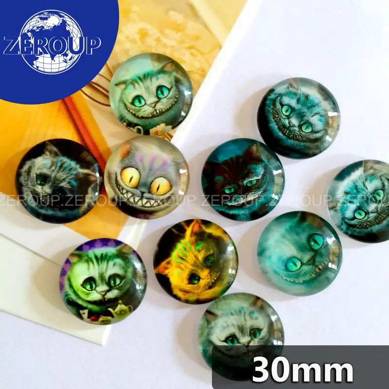Круглые стеклянные кабошоны с кошачьими полосками 30 мм|cameo base setting|base settinground glass