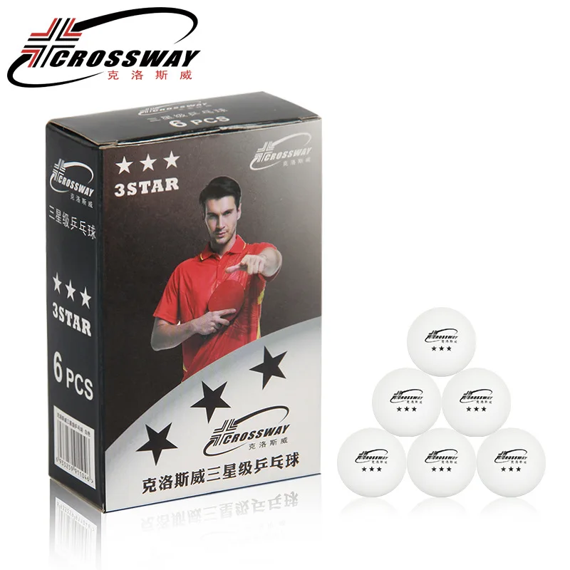 Мячи CROSSWAY 6 шт./коркор. пинг-понг белые оранжевые Профессиональные Бесшовные 3