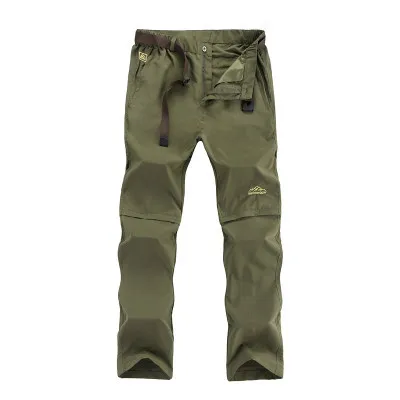 Army Green Летние спортивные быстросохнущие штаны для мужчин для кемпинга, рыбалки, походов, Мужские Съемные тонкие дышащие брюки - Цвет: Army Green