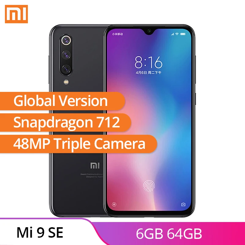 Местная доставка глобальная версия Xiaomi mi 9 SE 6 GB 64 Snapdragon 712 Восьмиядерный AMOLED FHD + 48MP