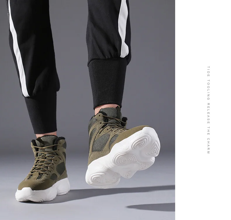 Winter Men Snow Boots Warm Fur Man Ankle Boots Lace-Up High Quality Thick Plush Winter Boots Plush Autumn Basic Work Shoes
