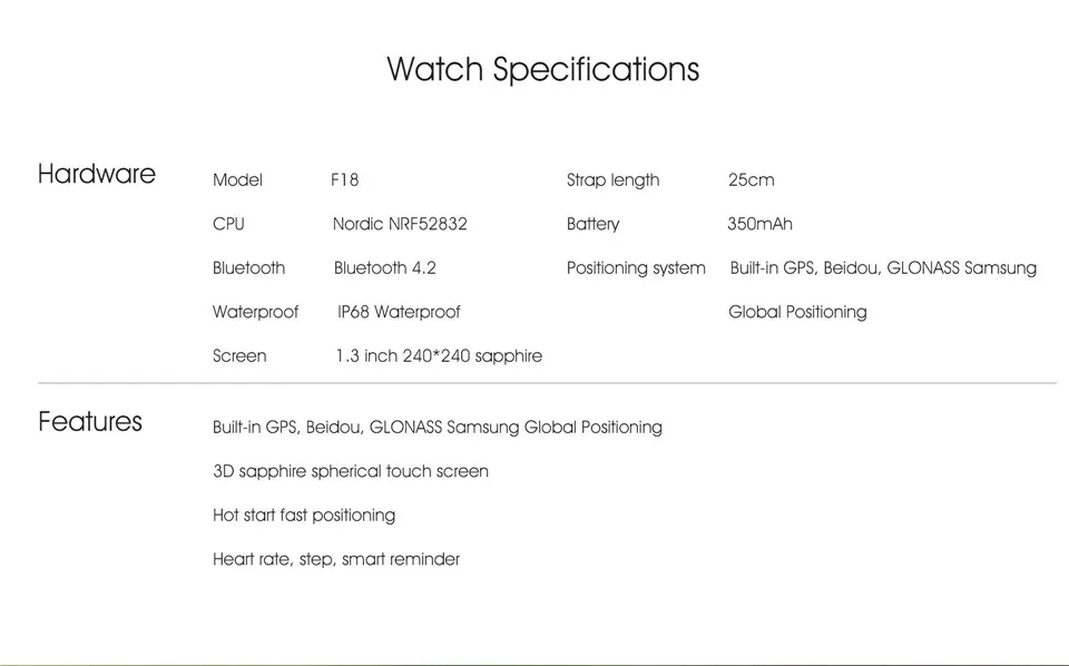 Ravi F18 gps часы сердечного ритма Смарт-часы монитор сна вызов SMS напоминание Smartwatch IP68 водонепроницаемый плавательный бег трекер