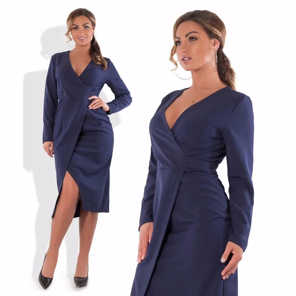 Женское вечернее платье с высоким разрезом и глубоким v образным вырезом