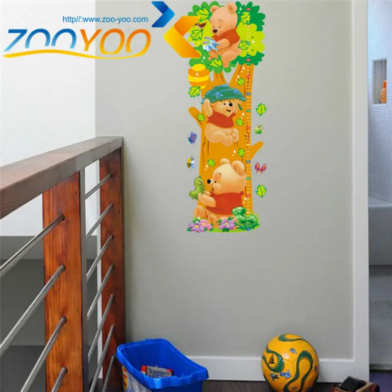 Настенные Стикеры с рисунком деревьев и медведей измеритель высоты детской