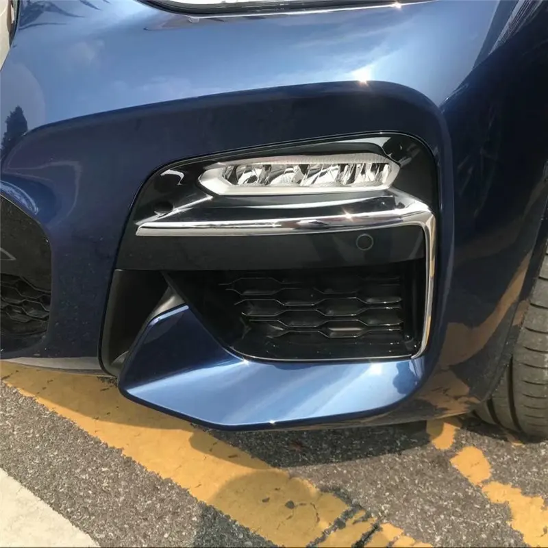 

WELKINRY car auto cover styling For 2018 BMW X3 G01 M Sport Edition ABS chrome front head fog lamp light eyebrow eyelid trim