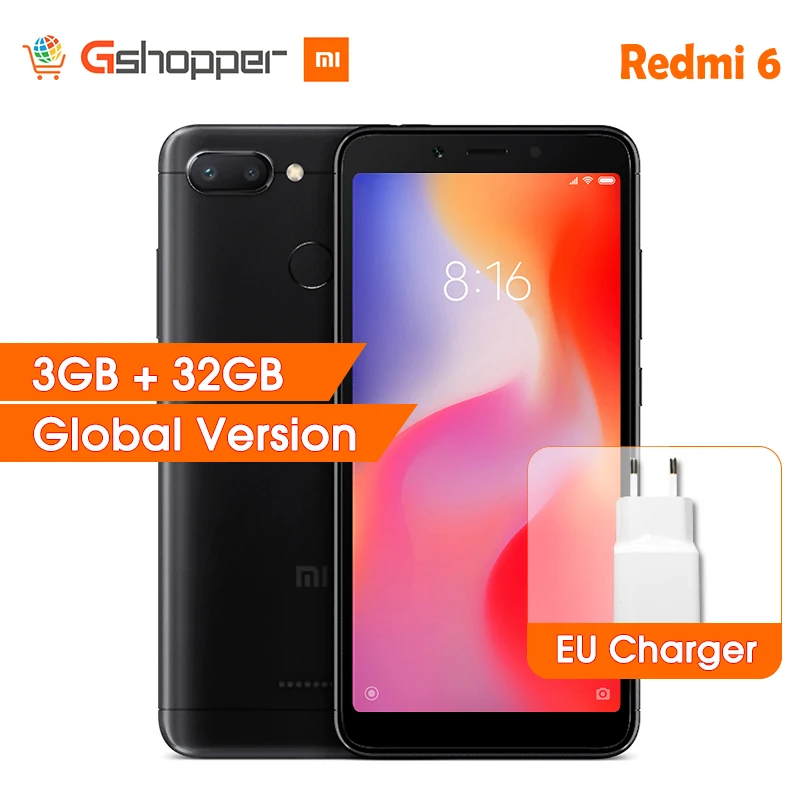 Глобальная версия Xiaomi Redmi 6 3 ГБ 32 5 45 дюймов 18:9 полноэкранный MTK Helio P22 Восьмиядерный