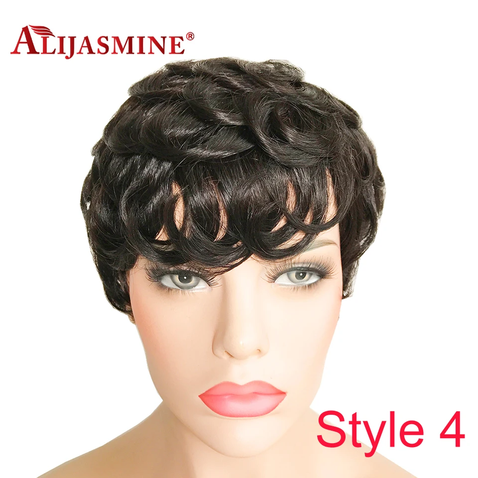 6 inch Short Wigs For Women Brazilian Remy Hair Machine Made Wig 4 Styles Free Shipping | Шиньоны и парики