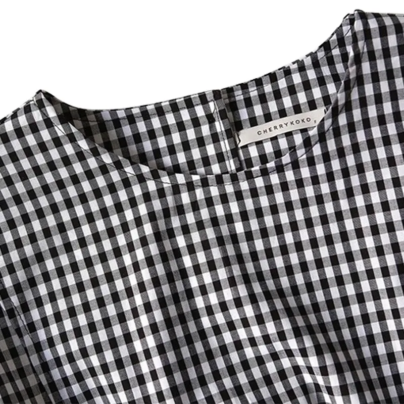 Women Plaid Mid Calf Casual Dress Streetwear Female Retro Simple Slim Long-sleeved Vestidos Holiday Travel Dresses | Женская одежда