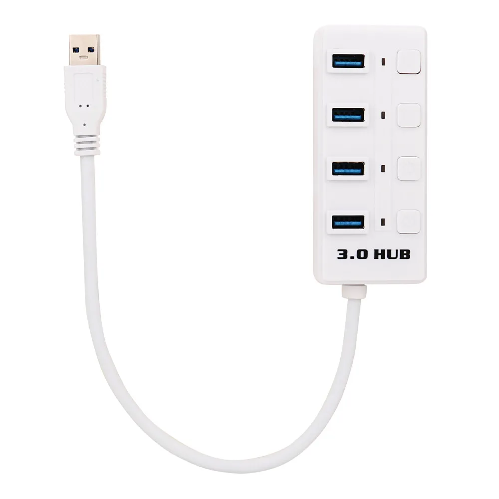 4 порта Plug and play с супер скоростью USB 3,0 концентратор вкл/выкл переключатели адаптер синий светодиодный индикатор питания для портативных ПК