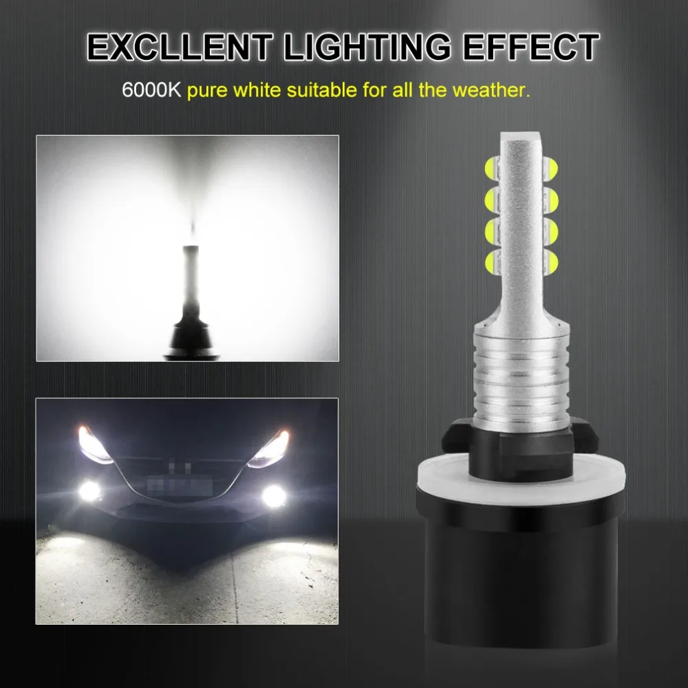 2 шт. Автомобильные светодиодные лампы H8 H11 HB4 HB3 H27 Led 880 881 P13W PSX26W H27W H16 5202 1400LM 6000K 12 В-24