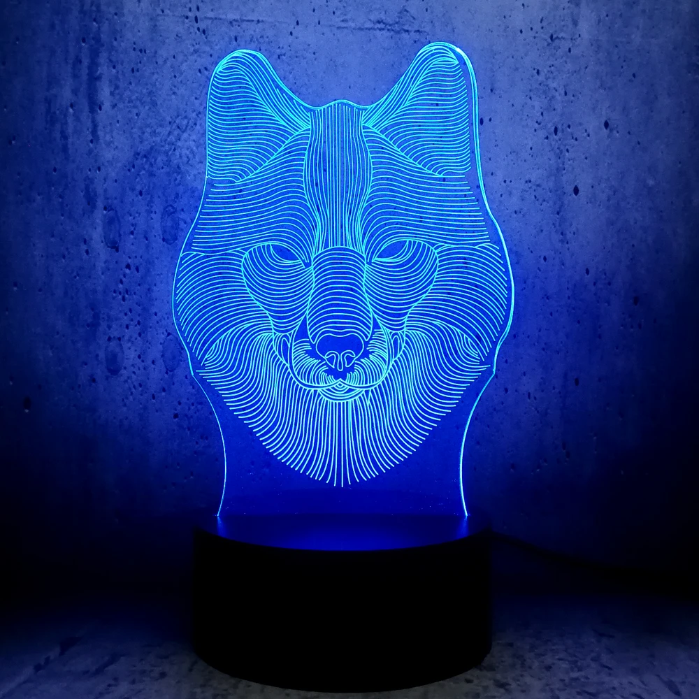 NEW Animal Wolf Heard 3D Lamp Night USB LED Lighting Mulitcolor Holiday Souvenirs Luminaria Kids Toy Table Touch Mood luminaria | Лампы и