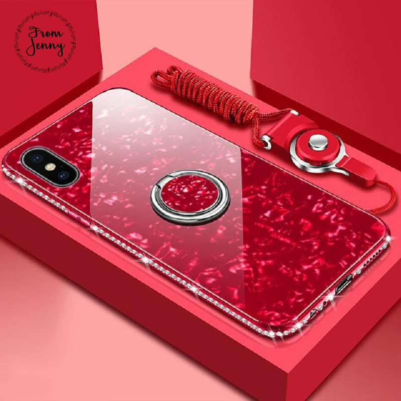 Чехол для iphone X XR XS Max палец кольцо Kickstand чехлы 8 7 Plus 6 6s Bling Conch Shell закаленное