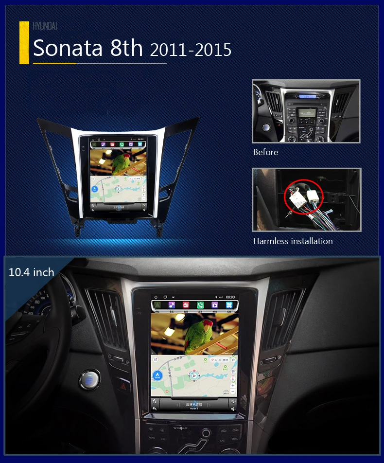 Для hyundai мультимедиа Sonata 8th 2014-2019 Автомобильный плеер 2 din центральный android