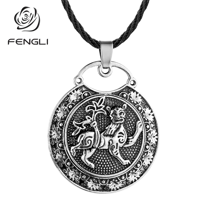 FENGLI античный Лев славянские ожерелья винтажные этнические мужские веревочные