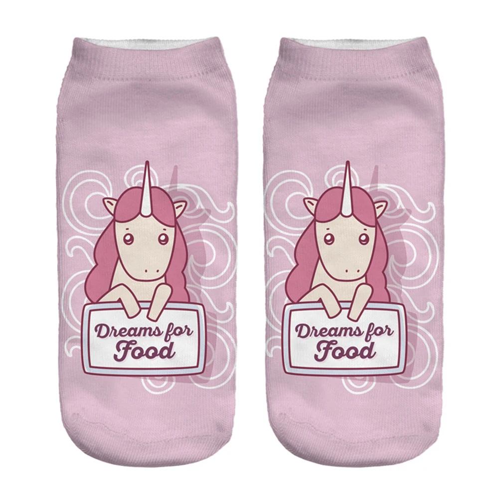 Носки короткие летние с изображением единорога и кота 2018 забавные Женские