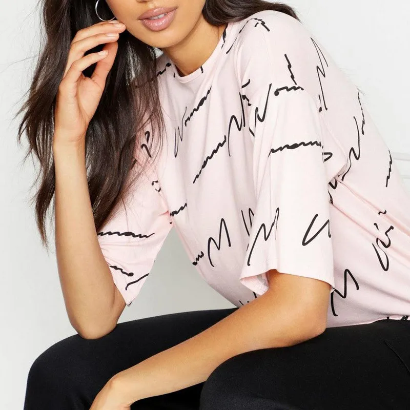 Новинка 2019 женская футболка из хлопка с принтом летние повседневные однотонные