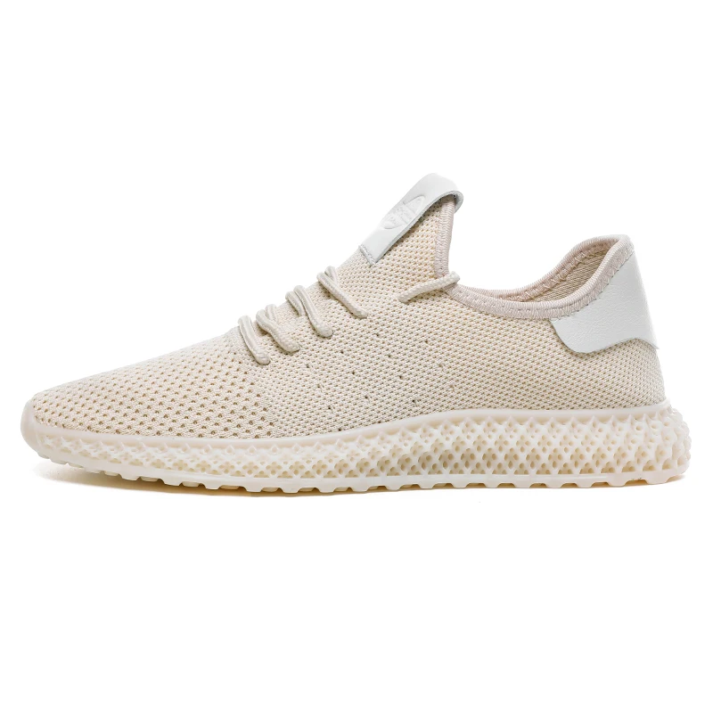 Бежевый Hemmyi Breathable Mens Shoes Casual Lace-Up Comfortable Sneakers Shoes Rubber Sole Tenis Masculino Adulto Support Dropshipping - Цвет: Бежевый