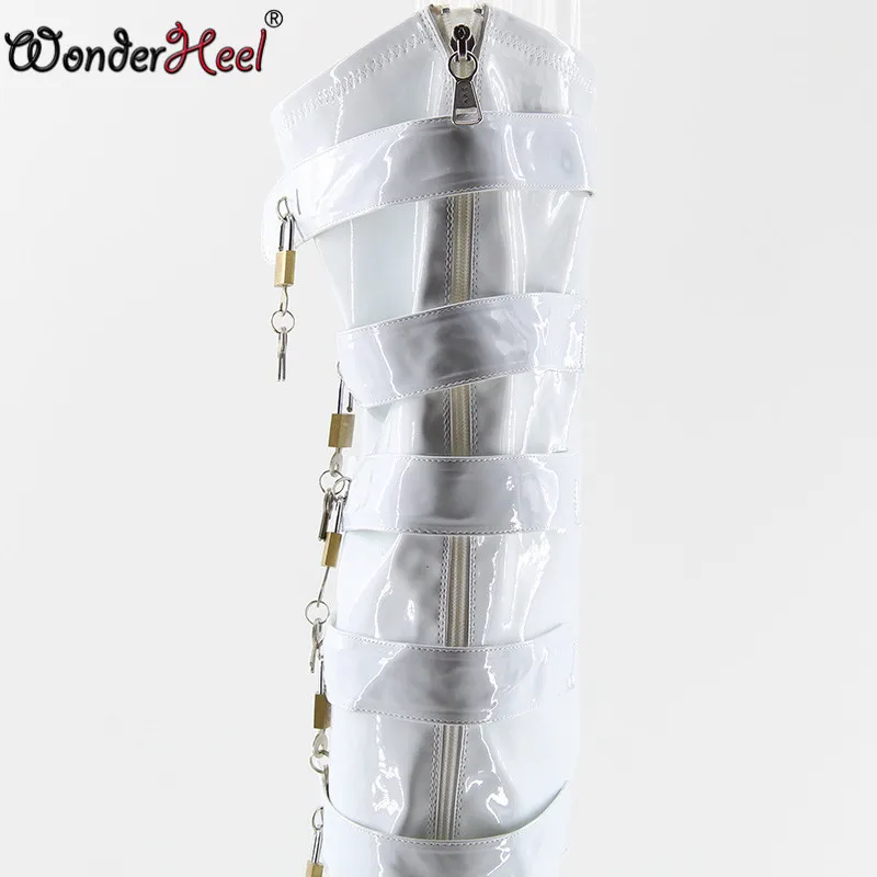 Wonderheel/Новинка Ботфорты на высоком каблуке 7 дюймов с застежкой молнией и