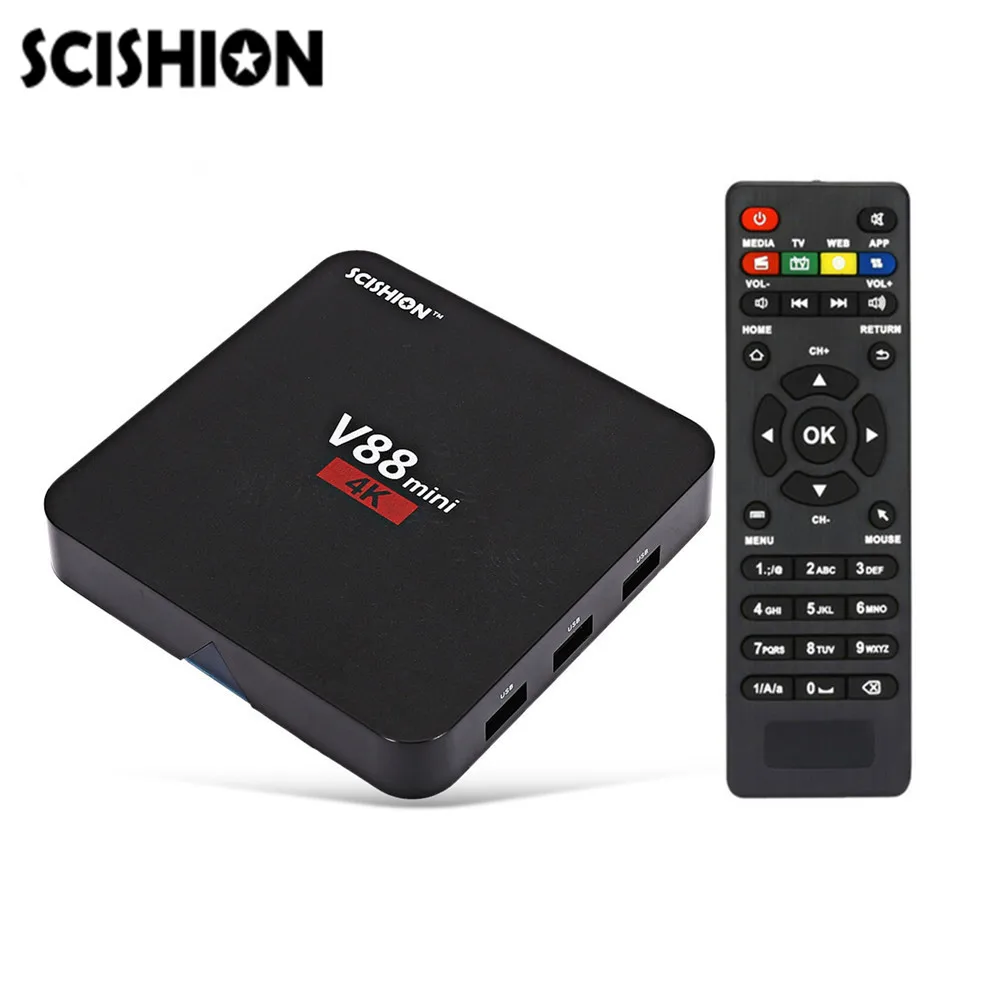 SCISHION V88 Мини Смарт ТВ приставка 4 ядра 1 ГБ 8 RK3229 Android 6 0 H.265 32 бит 4K смарт