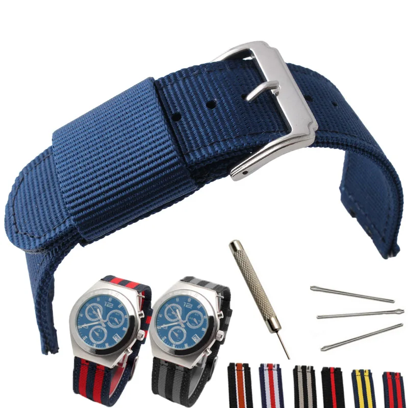 Модный Полосатый нейлоновый ремешок 17мм19мм для SWATCH YGS/YAS/YLS/YCS/SUO цветные спортивные Ремешки для наручных часов водонепроницаемые и пот