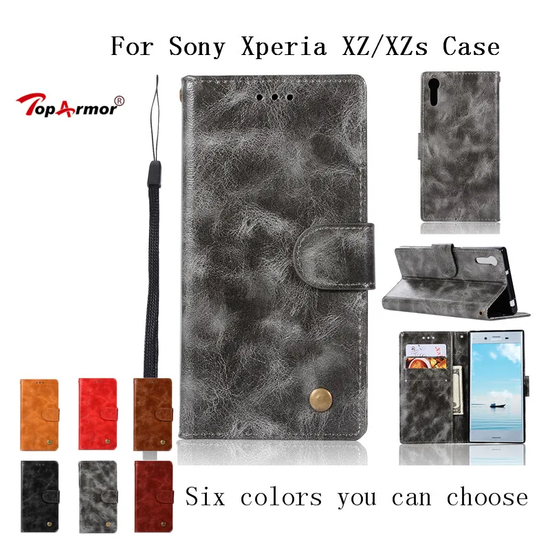 Toparmor высокого класса Ретро Чехол Для Sony Xperia XZ/XZS искусственная кожа флип стент В