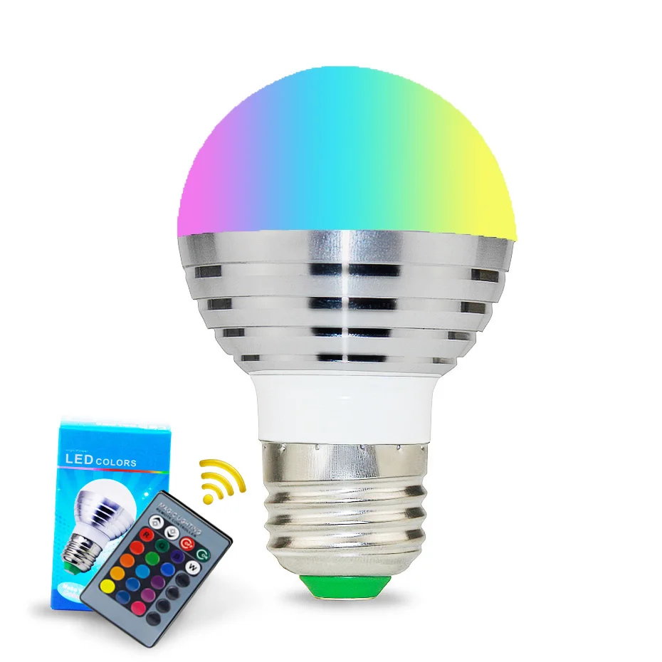 E27 E14 Светодиодный 16 изменение цвета RGB Волшебная осветительная лампа 85-265 в 110 120 220