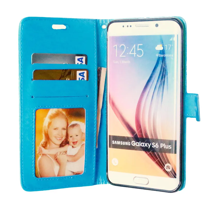 Кожаный чехол бумажник с откидной крышкой и подставкой для Samsung Galaxy S6 edge plus|case